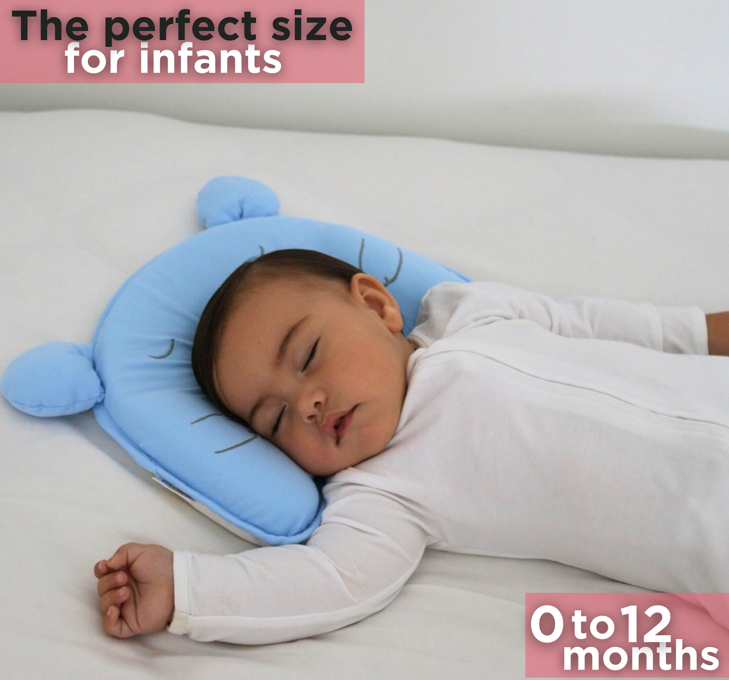 🧸 Baby Memory Foam Pillow – Baby Blue - Panda Bear Design (AUS)