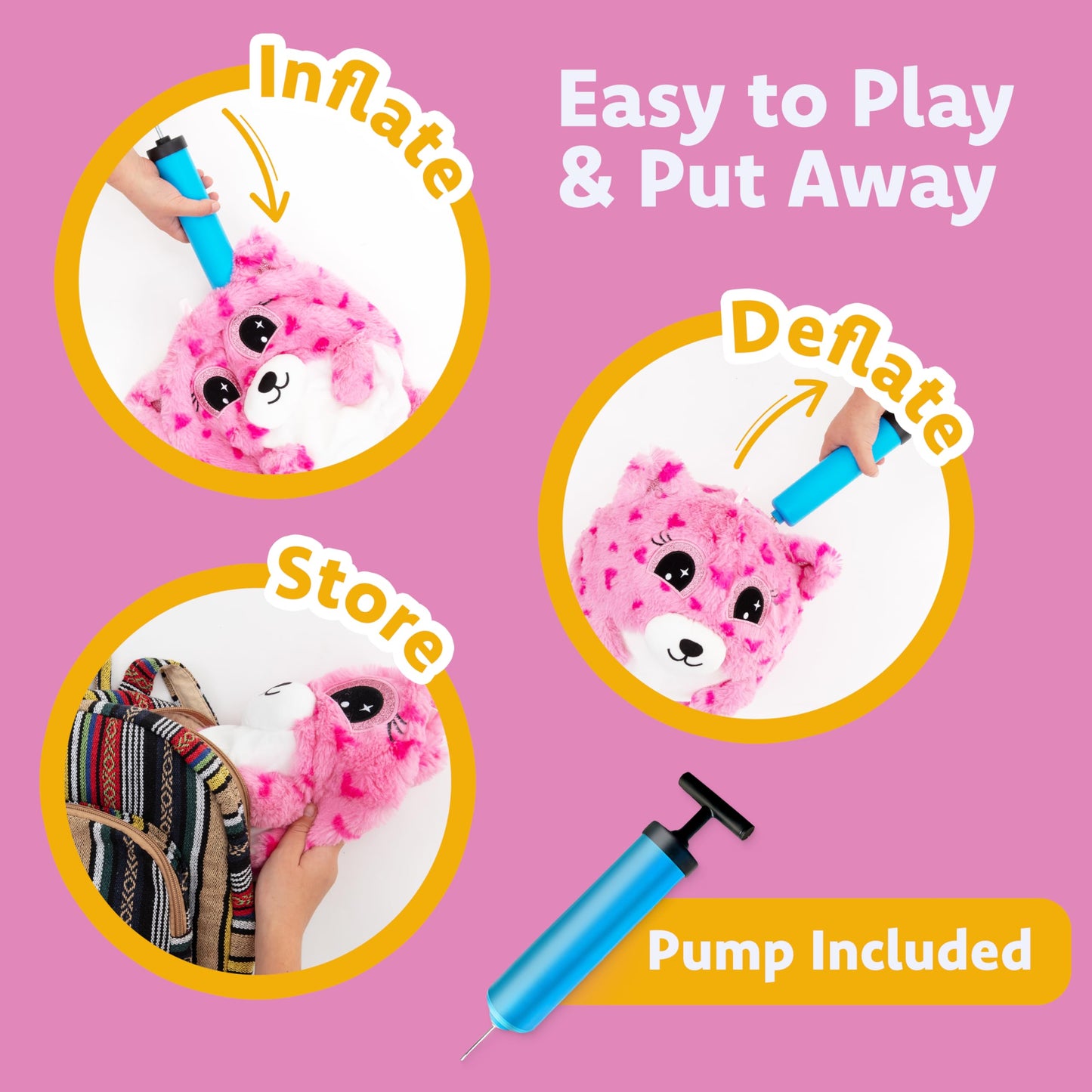 ✨Lily Loveheart Hugpal - 9in Plush Bouncy Ball with Pump Included💖